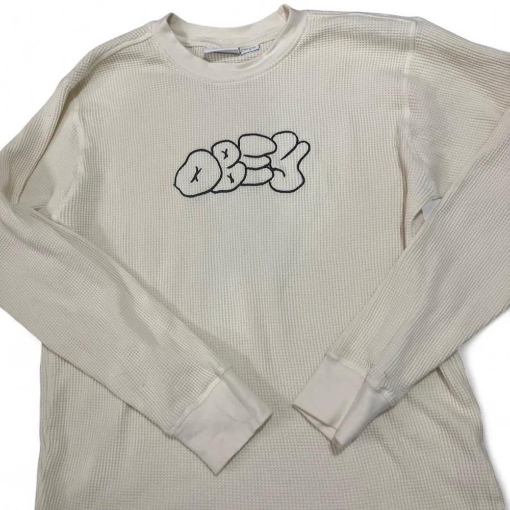 Vintage Y2k Obey crewneck Cream Long Sleeve pull over perfect condition Ready